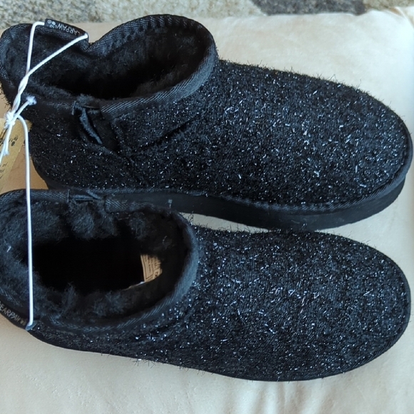 Bearpaw Black Sparkle Boots Ankle US size 5 Shalini Youth wool blend lining - Picture 7 of 11